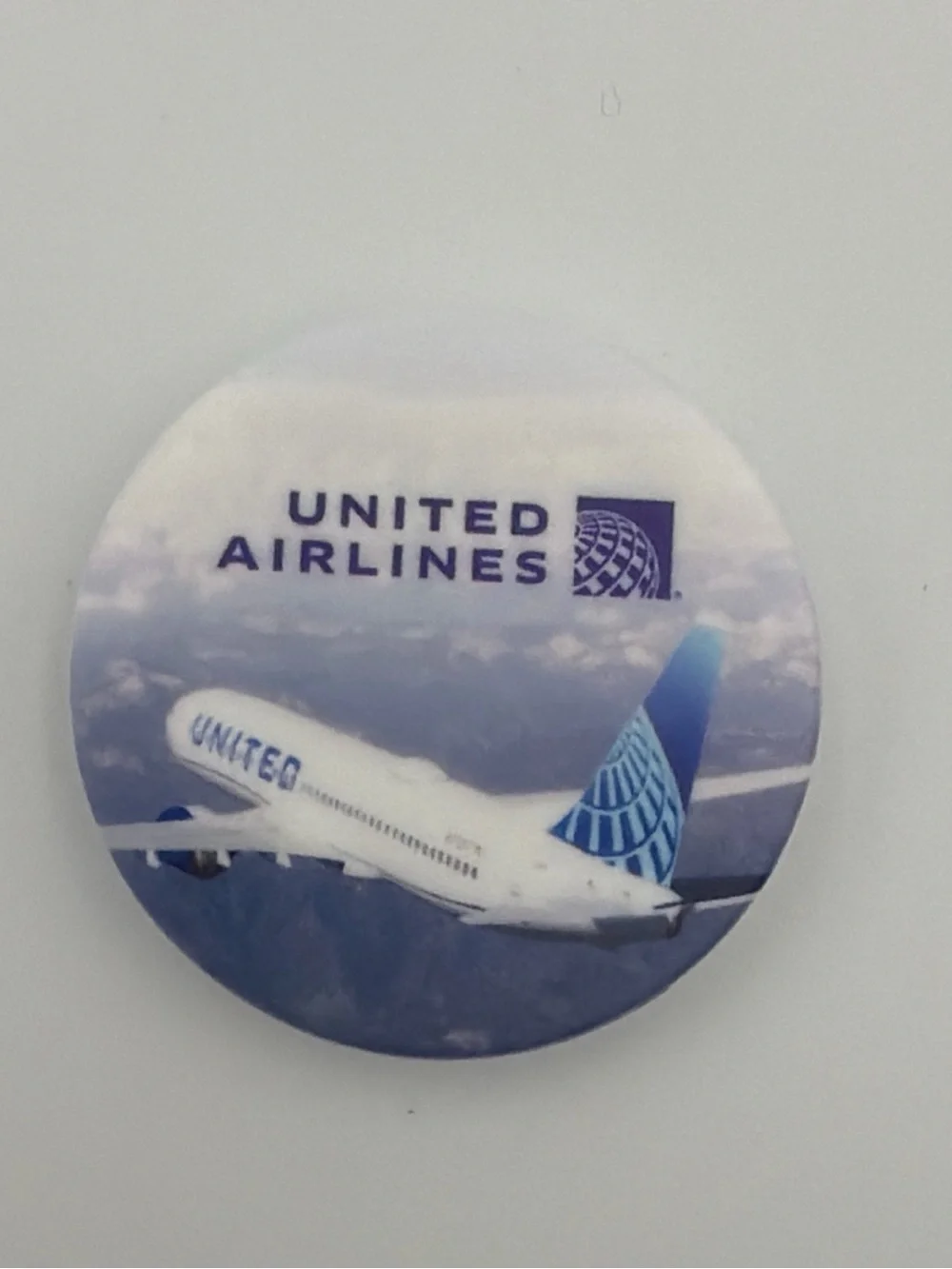 United Airlines Airplane Phone Grip 3M Adhesive Round - New